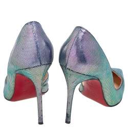 Pre Owned Christian Louboutin Iridescent Leather Iriza Pumps Size 37.5