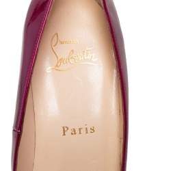 Pre Owned Christian Louboutin Purple Patent Leather Ron Ron Zeppa Wedge Pumps Size 38.5