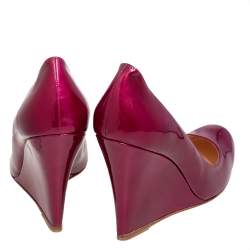 Pre Owned Christian Louboutin Purple Patent Leather Ron Ron Zeppa Wedge Pumps Size 38.5
