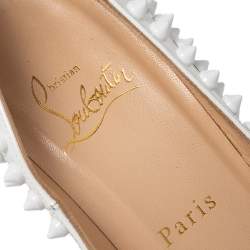 Pre Owned Christian Louboutin White Patent Leather Pigalle Follies Spikes Pumps Size 37