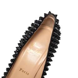 مملوكة مسبقًا Christian Louboutin Black Patent Leather Pigalle Spikes Pointed Toe Pumps Size 37