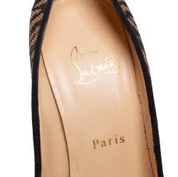 Christian Louboutin Two Tone Raffia Bianca Panama Tiger Weave Platform Pumps Size 37.5