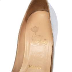 Pre Owned حذاء كعب عالي روكي كريستيان لوبوتان جلد فضي ميتاليك بمقدمة مفتوحة مقاس 39