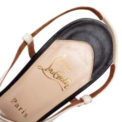 Pre Owned Christian Louboutin Beige/Brown Suede And Leather Zigounette Spiked 140 Sandals Size 39