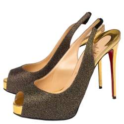 Pre Owned صندل كريستيان لوبوتان نعل سميك مقدمة مفتوحة قماش متعدد الألوان مقاس 37.5