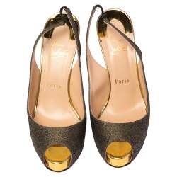 Pre Owned صندل كريستيان لوبوتان نعل سميك مقدمة مفتوحة قماش متعدد الألوان مقاس 37.5