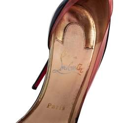 Pre Owned Christian Louboutin Pink/Black Patent And PVC Miss Rigidaine Pumps Size 36.5