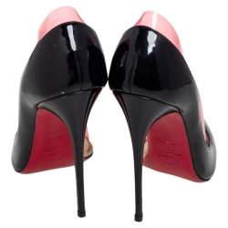 Pre Owned Christian Louboutin Pink/Black Patent And PVC Miss Rigidaine Pumps Size 36.5