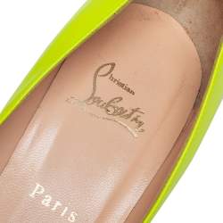 Pre Owned Christian Louboutin Neon Yellow Leather So Kate Pointed Toe Pump Size 38.5