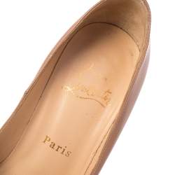 Pre Owned Christian Louboutin Beige Patent Leather Jamie Platform Pumps Size 35