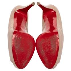 Pre Owned Christian Louboutin Beige Patent Leather Hyper Prive Pumps Size 40.5