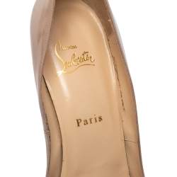 Pre Owned Christian Louboutin Beige Patent Leather Hyper Prive Pumps Size 40.5