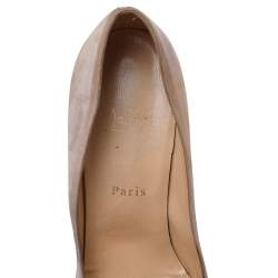 Pre Owned Christian Louboutin Grey/Blue Suede Maggie Embellished Cap Toe Platform Pumps Size 38