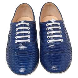 Christian Louboutin Blue Python Leather Alfred Oxfords Size 35.5