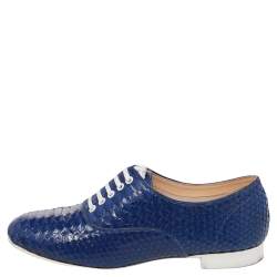 Christian Louboutin Blue Python Leather Alfred Oxfords Size 35.5