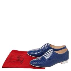 Christian Louboutin Blue Python Leather Alfred Oxfords Size 35.5