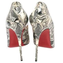 Pre Owned حذاء كعب عالي كريستيان لوبوتان "سو كيت" جلد لامع رصاصي طباعة ماربل مقاس 40.5  