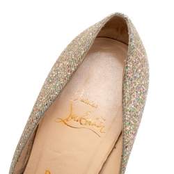 Pre Owned Christian Louboutin Multicolor Glitter Bibi Platform Pumps Size 36
