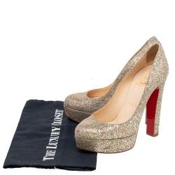 Pre Owned Christian Louboutin Multicolor Glitter Bibi Platform Pumps Size 36