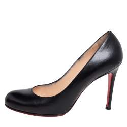 Pre Owned Christian Louboutin Black Leather New Simple Pumps Size 39