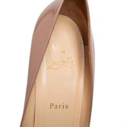 Pre Owned Christian Louboutin Beige Patent Leather Pigalle Plato Pumps Size 39