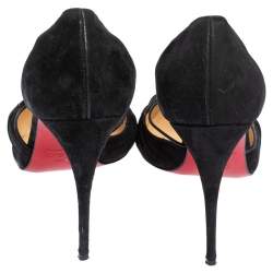 Christian Louboutin Black Suede Riri Pointed Toe Pumps Size 39.5