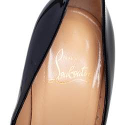 Pre Owned Christian Louboutin Black Patent Leather Studded Taclou Platform Pumps Size 38.5