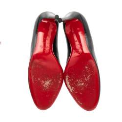 Pre Owned Christian Louboutin Black Leather Simple Pumps Size 39.5