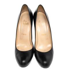 Pre Owned Christian Louboutin Black Leather Simple Pumps Size 39.5