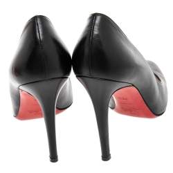Pre Owned Christian Louboutin Black Leather Simple Pumps Size 39.5