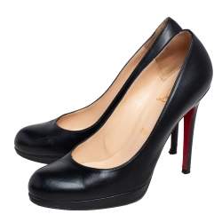 Pre Owned Christian Louboutin Black Leather New Simple Pumps Size 38