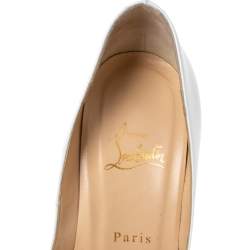 مملوكة مسبقًا Christian Louboutin White Glazed Leather Lady Peep Toe Pumps Size 39