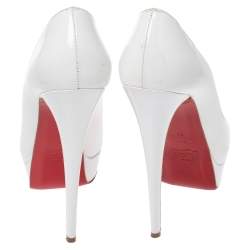 مملوكة مسبقًا Christian Louboutin White Glazed Leather Lady Peep Toe Pumps Size 39