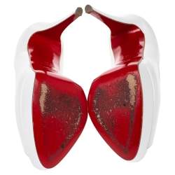 مملوكة مسبقًا Christian Louboutin White Glazed Leather Lady Peep Toe Pumps Size 39