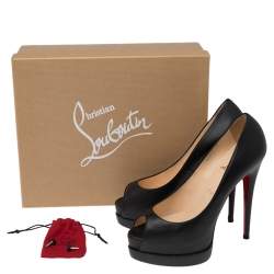 Pre Owned Christian Louboutin Black Matte Leather Palais Royal Trepointe Pumps Size 39.5