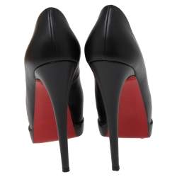 Pre Owned Christian Louboutin Black Matte Leather Palais Royal Trepointe Pumps Size 39.5