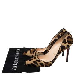 Pre Owned Christian Louboutin Brown Leopard Print Calfhair Pigalle Pumps Size 39