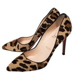 Pre Owned Christian Louboutin Brown Leopard Print Calfhair Pigalle Pumps Size 39