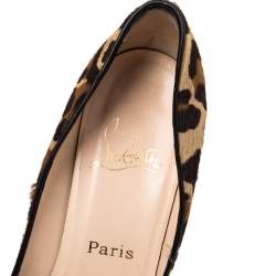 Pre Owned Christian Louboutin Brown Leopard Print Calfhair Pigalle Pumps Size 39