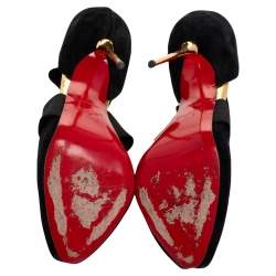Pre Owned Christian Louboutin Black Suede Big Dorcet Peep Toe Pumps Size 41