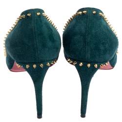 Pre Owned Christian Louboutin Green Suede Anjalina Pumps Size 41