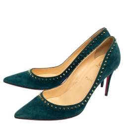 Pre Owned Christian Louboutin Green Suede Anjalina Pumps Size 41
