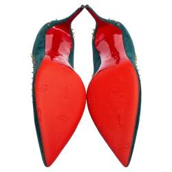 Pre Owned Christian Louboutin Green Suede Anjalina Pumps Size 41