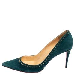 Pre Owned Christian Louboutin Green Suede Anjalina Pumps Size 41
