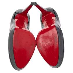 Pre Owned Christian Louboutin Black Patent Leather Bianca Platform Pumps Size 40
