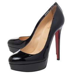 Pre Owned Christian Louboutin Black Patent Leather Bianca Platform Pumps Size 40