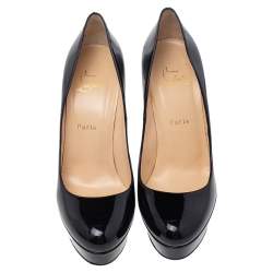Pre Owned Christian Louboutin Black Patent Leather Bianca Platform Pumps Size 40