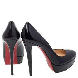 Pre Owned Christian Louboutin Black Patent Leather Bianca Platform Pumps Size 40