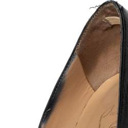 Pre Owned Christian Louboutin Black Leather Lady Peep Platform Pumps Size 37