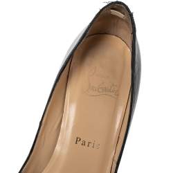 Pre Owned Christian Louboutin Black Leather Lady Peep Platform Pumps Size 37